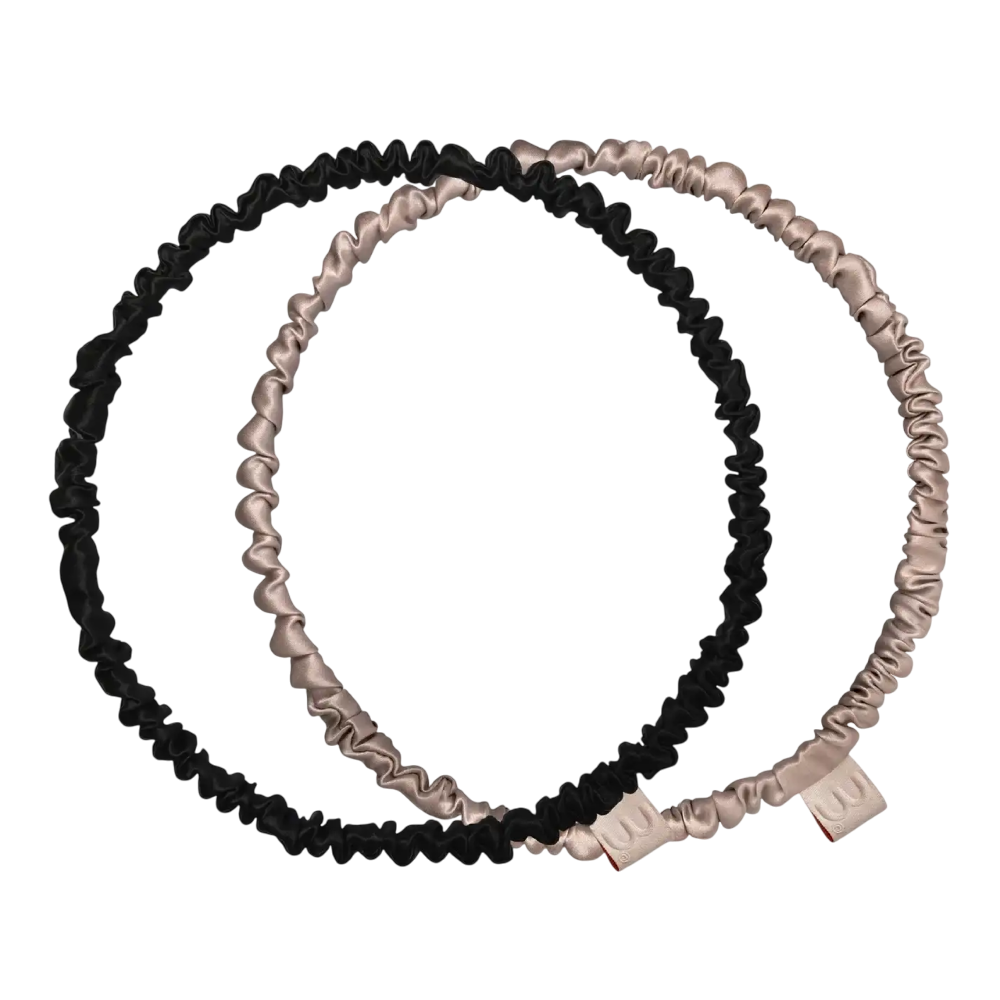 MON MOU Silk Hoops Scrunchies Set 2 - Набір шовкових обручів (чорний та бежевий) MON MOU Silk Hoops Scrunchies Set 2 - Набір шовкових обручів (чорний та бежевий)